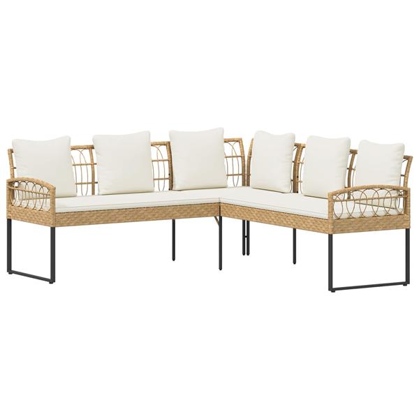 Grote foto vidaxl tuinbankenset met kussen 2 pcs naturel poly rattan en staal tuin en terras tuinmeubelen