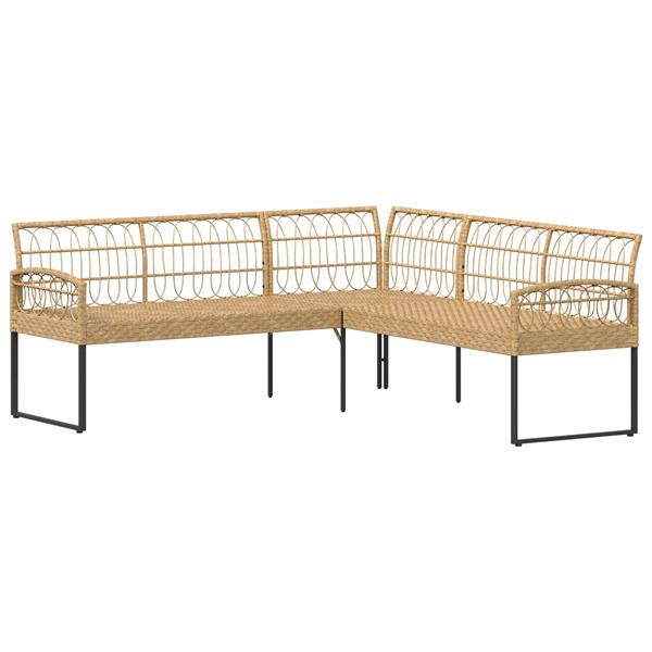 Grote foto vidaxl tuinbankenset met kussen 2 pcs naturel poly rattan en staal tuin en terras tuinmeubelen