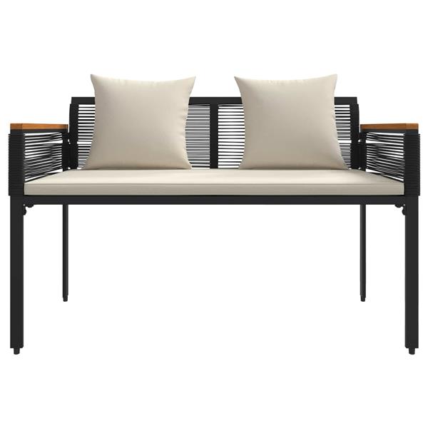 Grote foto vidaxl buitenmeubelset met kussen zwart en cream wit poly rattan tuin en terras tuinmeubelen