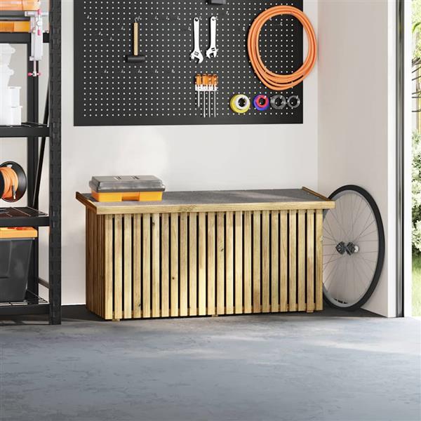 Grote foto vidaxl tuinopslagdoos met opslag naturel 119 x 44 x 58 cm tuin en terras overige tuin en terras