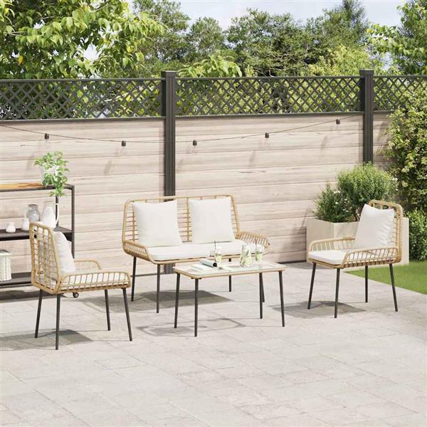 Grote foto vidaxl tuin eettafelset 3 pcs bruin en cr me poly rattan tuin en terras tuinmeubelen