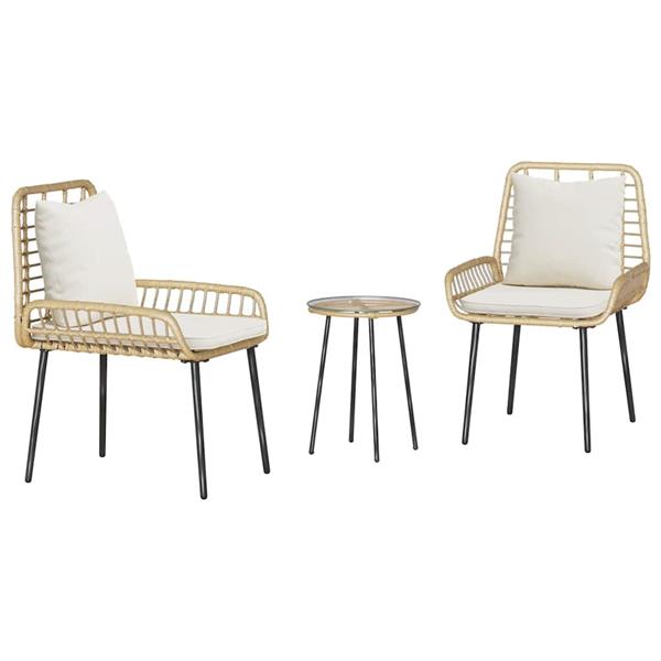 Grote foto vidaxl tuin eettafelset 3 pcs bruin en cr me poly rattan tuin en terras tuinmeubelen