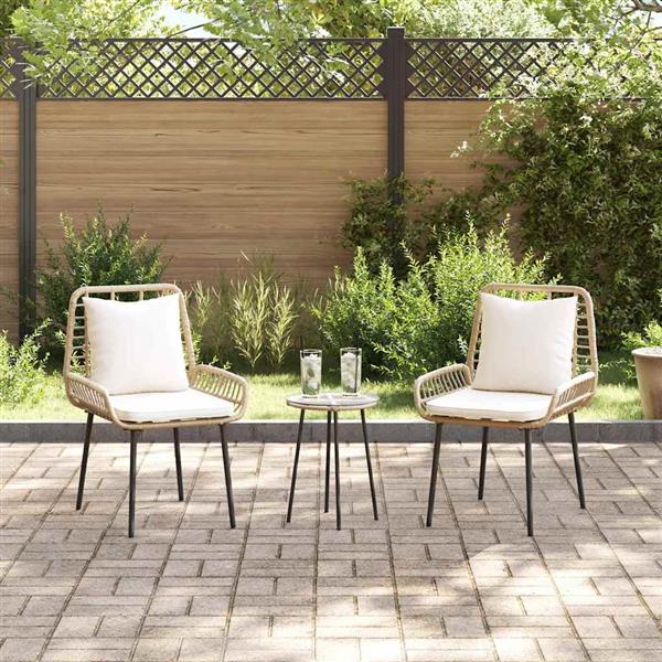 Grote foto vidaxl tuin eettafelset 3 pcs bruin en cr me poly rattan tuin en terras tuinmeubelen