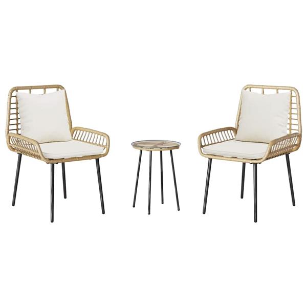 Grote foto vidaxl tuin eettafelset 3 pcs bruin en cr me poly rattan tuin en terras tuinmeubelen