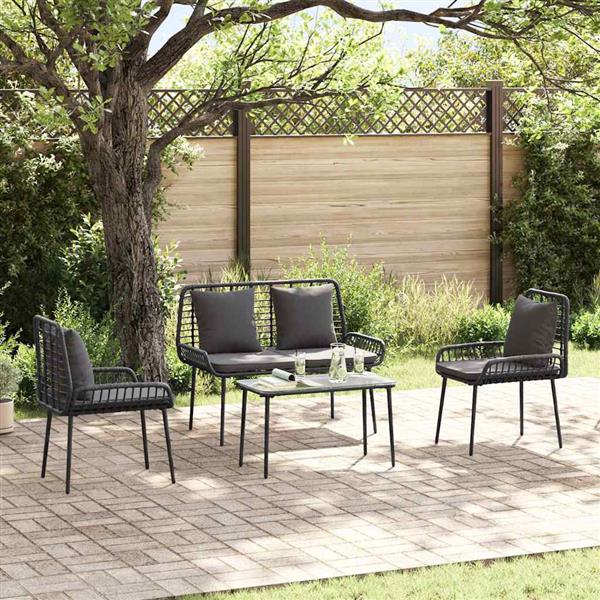 Grote foto vidaxl tuin eettafelset 3 pcs zwart en anthraciet poly rattan tuin en terras tuinmeubelen