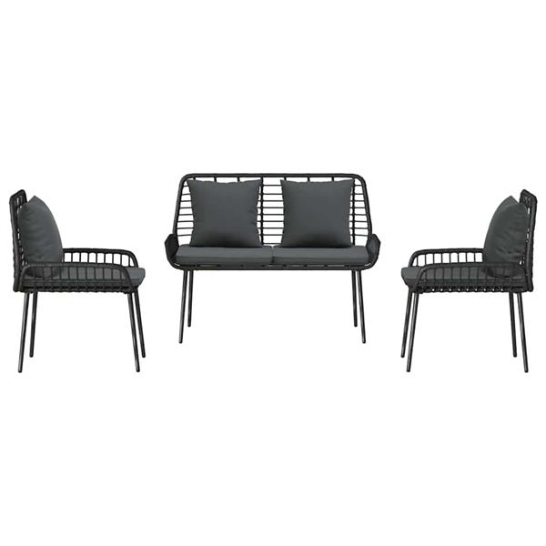 Grote foto vidaxl tuin eettafelset 3 pcs zwart en anthraciet poly rattan tuin en terras tuinmeubelen