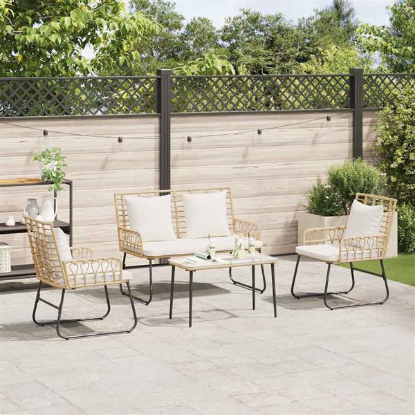 Grote foto vidaxl tuin eettafelset 3 pcs bruin en cr me poly rattan tuin en terras tuinmeubelen