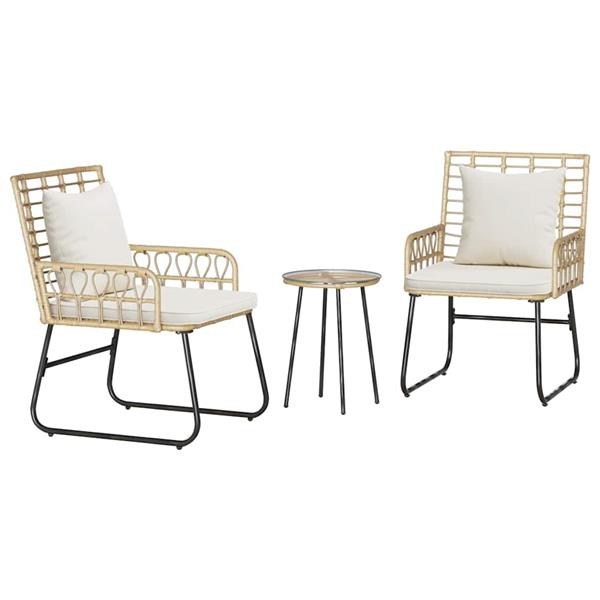 Grote foto vidaxl tuin eettafelset 3 pcs bruin en cr me poly rattan tuin en terras tuinmeubelen