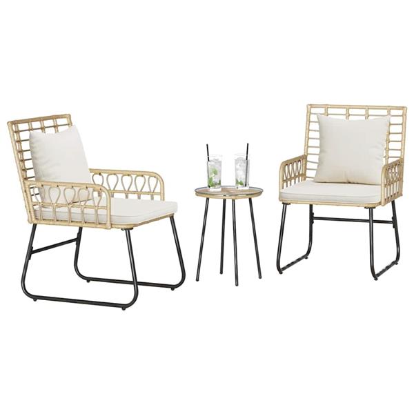 Grote foto vidaxl tuin eettafelset 3 pcs bruin en cr me poly rattan tuin en terras tuinmeubelen