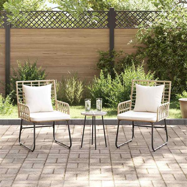 Grote foto vidaxl tuin eettafelset 3 pcs bruin en cr me poly rattan tuin en terras tuinmeubelen