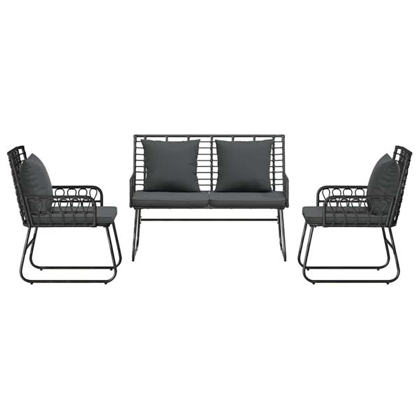 Grote foto vidaxl tuin eettafelset 3 pcs zwart en anthraciet poly rattan tuin en terras tuinmeubelen