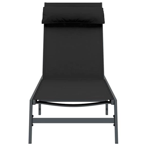 Grote foto vidaxl ligstoel 1 persoon zwart en anthraciet 197 x 54 x 86 cm staal tuin en terras tuinmeubelen