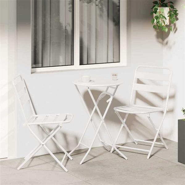 Grote foto vidaxl tuin bistro set 3 pcs wit staal tuin en terras tuinmeubelen