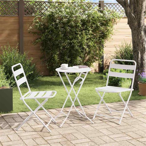 Grote foto vidaxl tuin bistro set 3 pcs wit staal tuin en terras tuinmeubelen