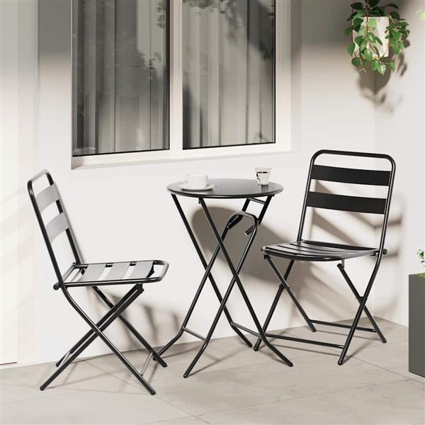 Grote foto vidaxl tuin bistro set 3 pcs antraciet staal tuin en terras tuinmeubelen