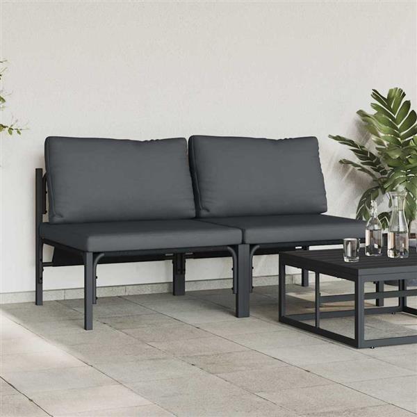 Grote foto vidaxl buitenmeubilair 2 pcs antraciet 80 x 80 x 71 cm staal tuin en terras tuinmeubelen