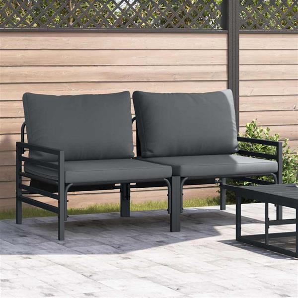 Grote foto vidaxl buitenmeubilair 2 pcs antraciet 80 x 80 x 71 cm staal tuin en terras tuinmeubelen
