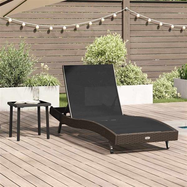 Grote foto vidaxl ligstoel 2 pcs zwart en bruin poly rattan tuin en terras tuinmeubelen