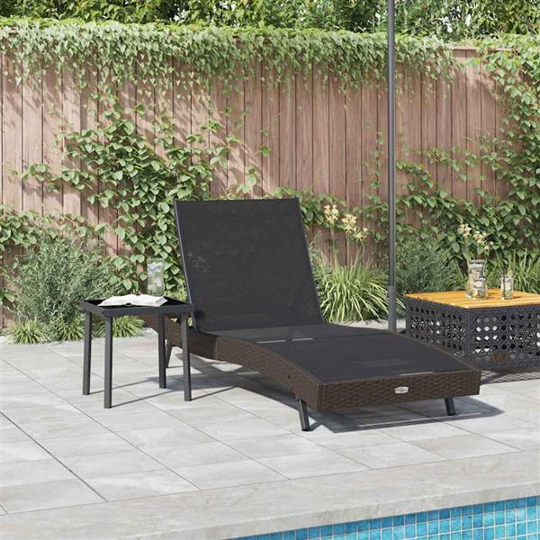 Grote foto vidaxl ligstoel 2 pcs zwart en bruin poly rattan tuin en terras tuinmeubelen