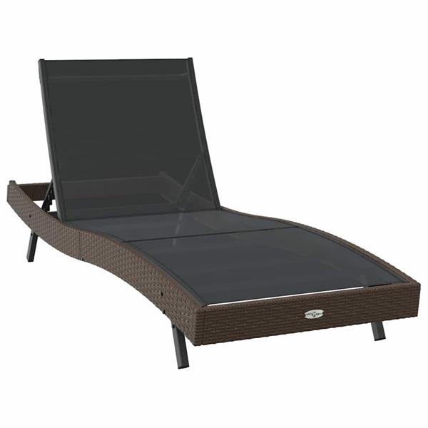 Grote foto vidaxl ligstoel 2 pcs zwart en bruin poly rattan tuin en terras tuinmeubelen