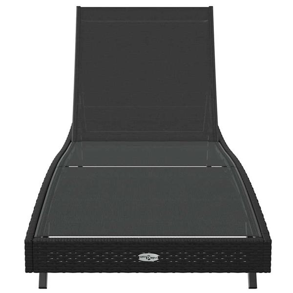 Grote foto vidaxl ligstoel zwart 197 x 70 x 82 cm poly rattan tuin en terras tuinmeubelen