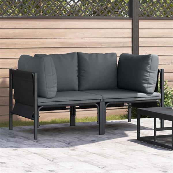 Grote foto vidaxl buitenmeubilair 2 pcs antraciet 80 x 80 x 71 cm staal tuin en terras tuinmeubelen