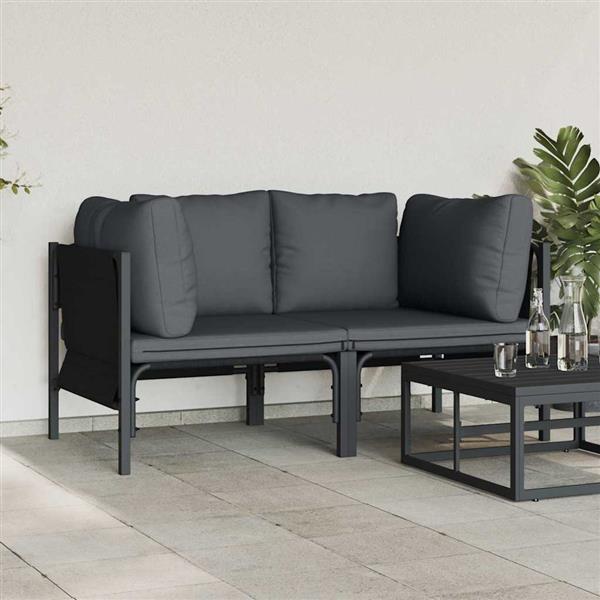 Grote foto vidaxl buitenmeubilair 2 pcs antraciet 80 x 80 x 71 cm staal tuin en terras tuinmeubelen