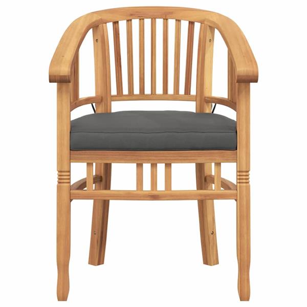 Grote foto vidaxl stoel met kussen 2 pcs bruin 63 x 58 x 89 cm massief teakhout tuin en terras tuinmeubelen