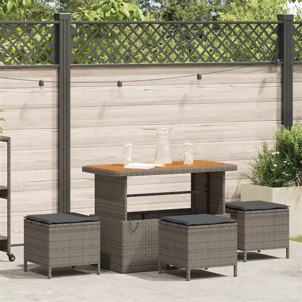 Grote foto vidaxl tuin eettafelset grijs poly rattan tuin en terras tuinmeubelen
