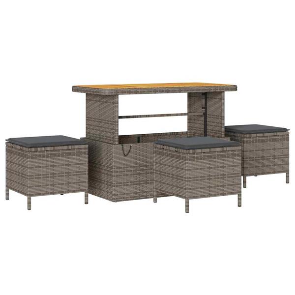 Grote foto vidaxl tuin eettafelset grijs poly rattan tuin en terras tuinmeubelen
