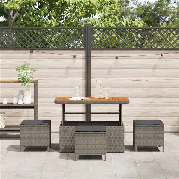 Grote foto vidaxl tuin eettafelset grijs poly rattan tuin en terras tuinmeubelen