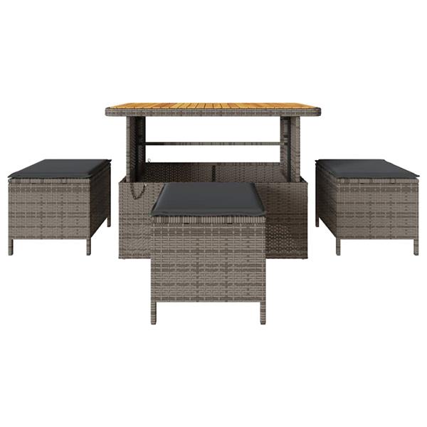 Grote foto vidaxl tuin eettafelset grijs poly rattan tuin en terras tuinmeubelen
