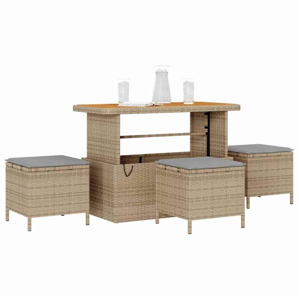 Grote foto vidaxl tuin eettafelset beige poly rattan tuin en terras tuinmeubelen
