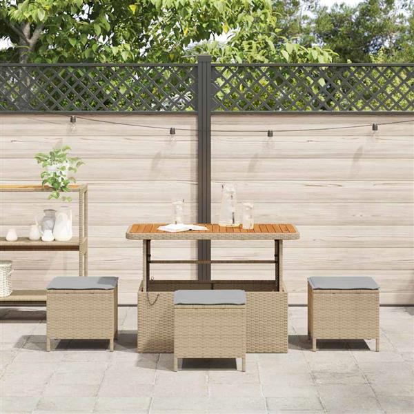 Grote foto vidaxl tuin eettafelset beige poly rattan tuin en terras tuinmeubelen