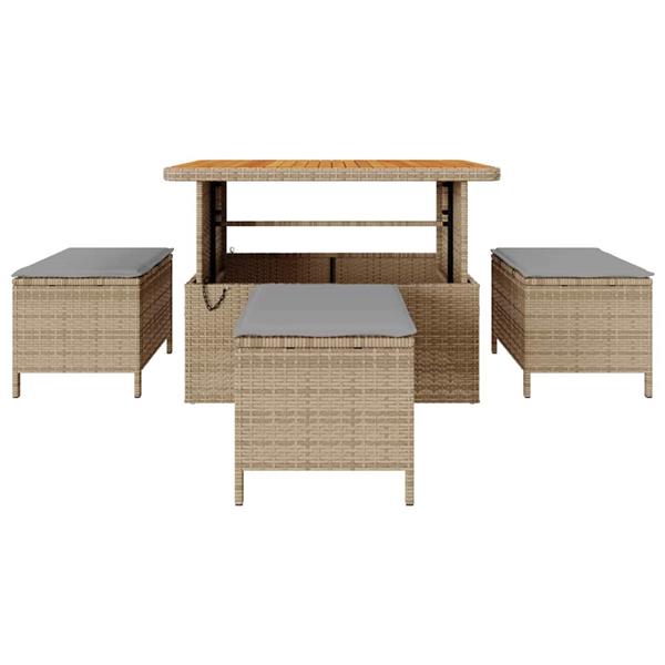 Grote foto vidaxl tuin eettafelset beige poly rattan tuin en terras tuinmeubelen