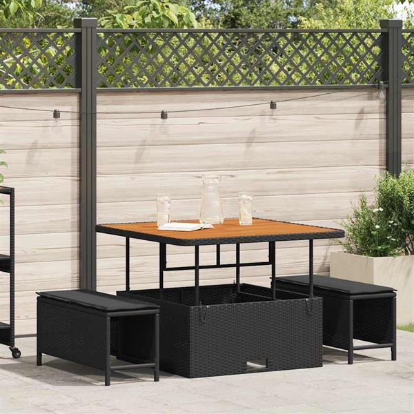 Grote foto vidaxl tuin eettafelset zwart poly rattan tuin en terras tuinmeubelen