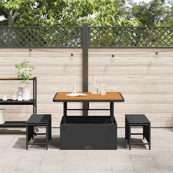 Grote foto vidaxl tuin eettafelset zwart poly rattan tuin en terras tuinmeubelen