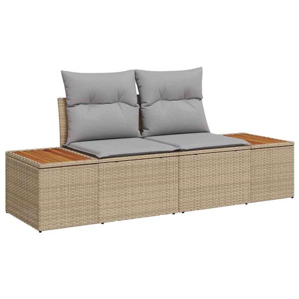 Grote foto vidaxl tuinbank beige 184 x 62 x 85cm poly rattan tuin en terras tuinmeubelen