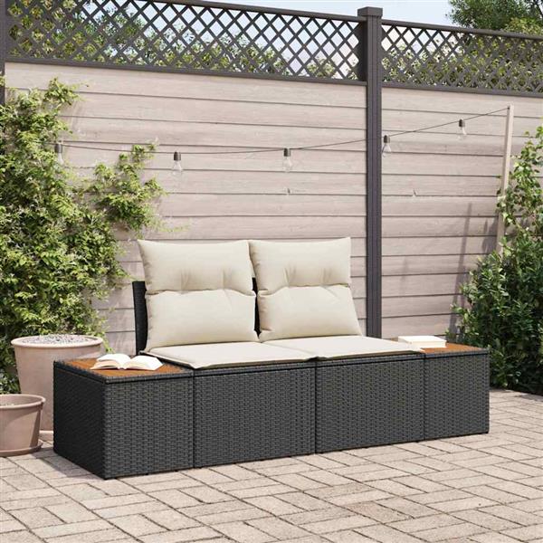 Grote foto vidaxl tuinbank zwart 184 x 62 x 85cm poly rattan tuin en terras tuinmeubelen