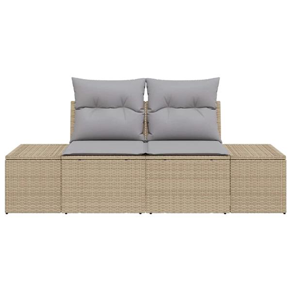 Grote foto vidaxl tuinbank met kussen beige 184 x 62 x 69 cm poly rattan tuin en terras tuinmeubelen
