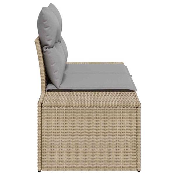 Grote foto vidaxl tuinbank met kussen beige 184 x 62 x 69 cm poly rattan tuin en terras tuinmeubelen