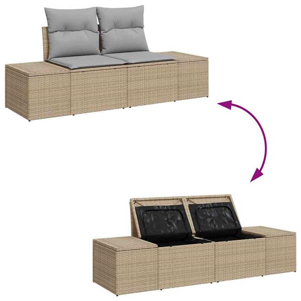 Grote foto vidaxl tuinbank met kussen beige 184 x 62 x 69 cm poly rattan tuin en terras tuinmeubelen
