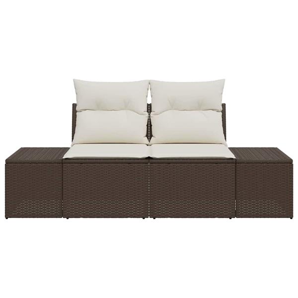 Grote foto vidaxl tuinbank met kussen bruin 184 x 62 x 69 cm poly rattan tuin en terras tuinmeubelen