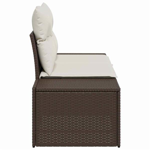 Grote foto vidaxl tuinbank met kussen bruin 184 x 62 x 69 cm poly rattan tuin en terras tuinmeubelen