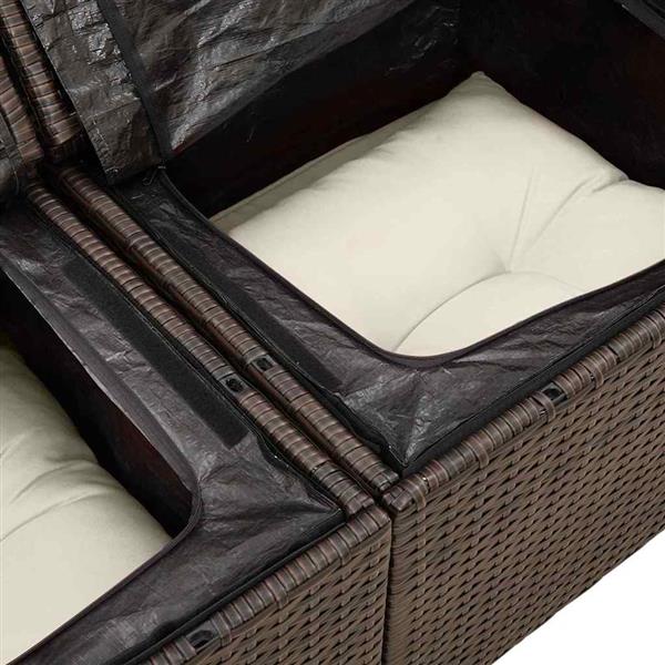 Grote foto vidaxl tuinbank met kussen bruin 184 x 62 x 69 cm poly rattan tuin en terras tuinmeubelen