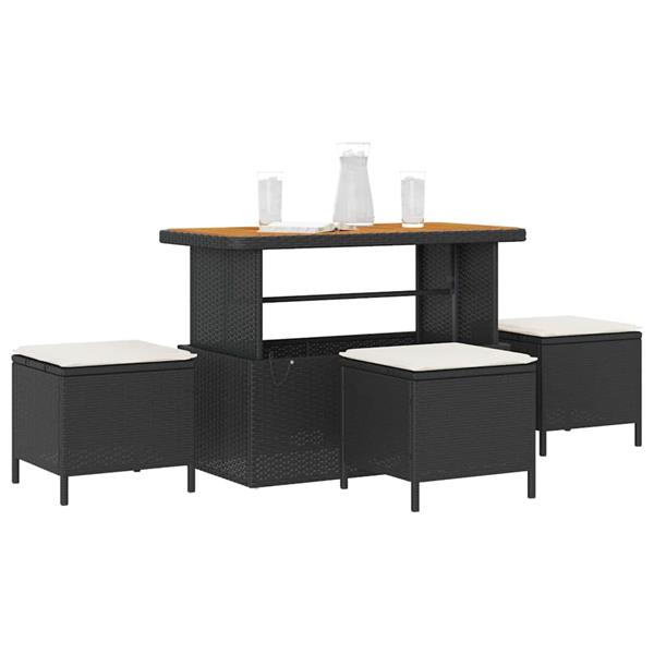 Grote foto vidaxl tuin eettafelset zwart poly rattan tuin en terras tuinmeubelen