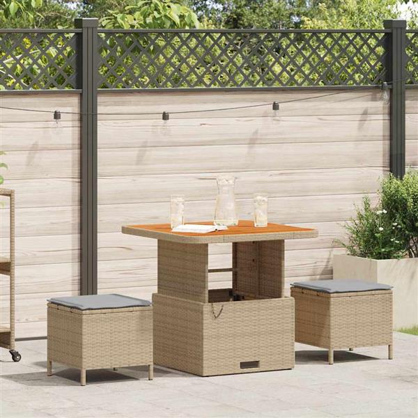 Grote foto vidaxl tuin eettafelset beige poly rattan tuin en terras tuinmeubelen