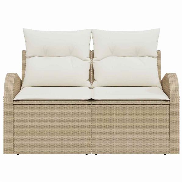 Grote foto vidaxl tuinbank beige 124 x 62 x 69cm poly rattan tuin en terras tuinmeubelen