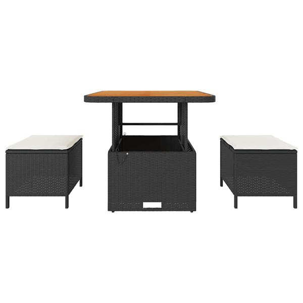 Grote foto vidaxl tuin eettafelset zwart poly rattan tuin en terras tuinmeubelen