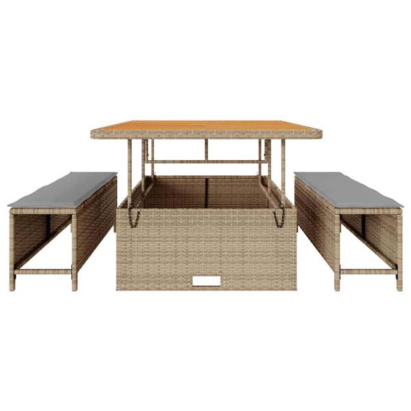 Grote foto vidaxl tuin eettafelset beige poly rattan tuin en terras tuinmeubelen